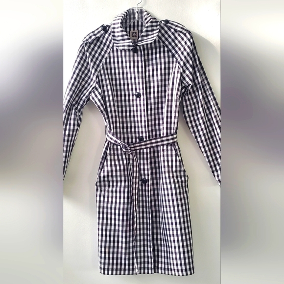 Anne Klein Jackets & Blazers - ANNE KLEIN-size 10- plaid trench coat - Knee Length Belted